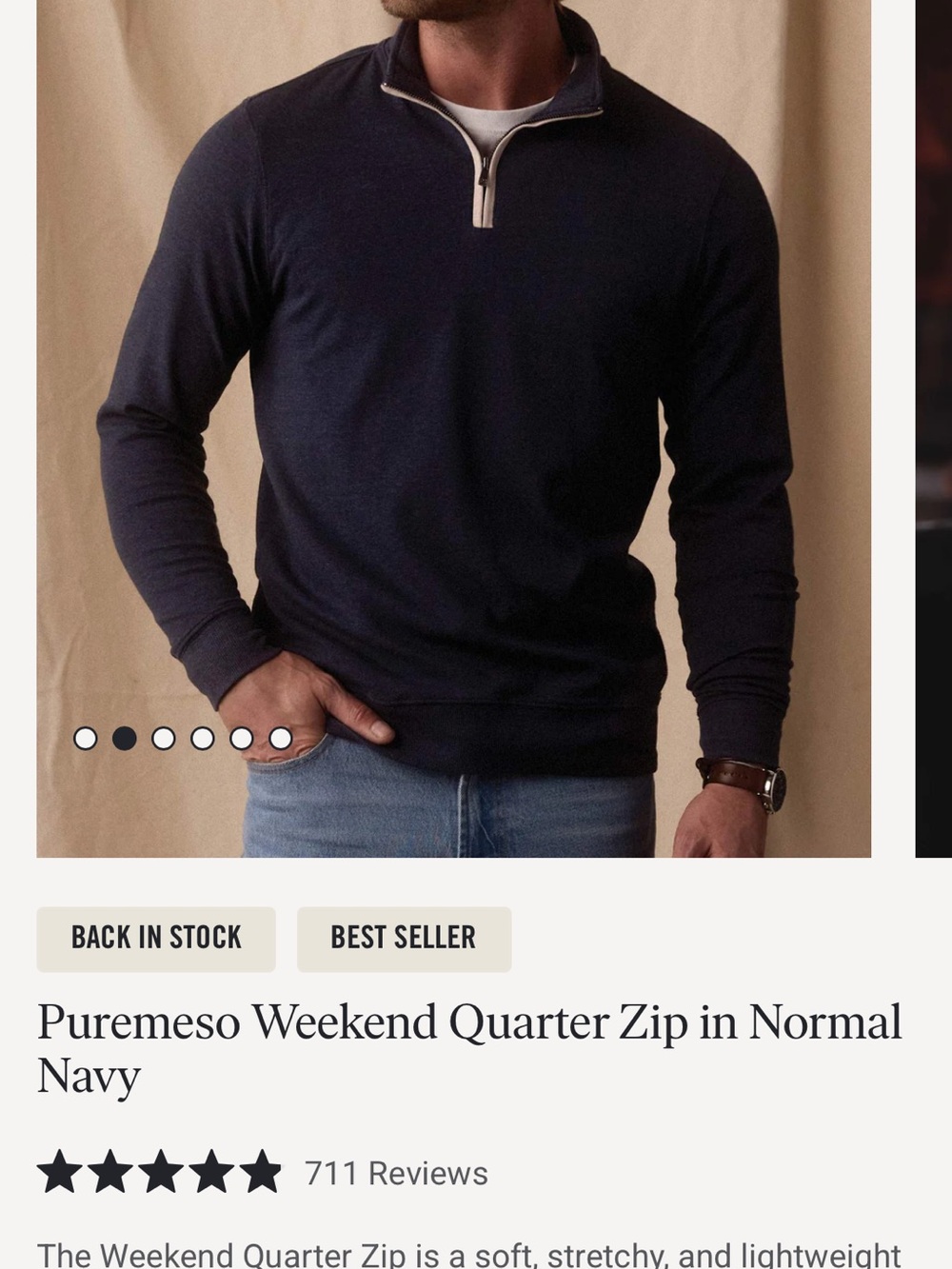 The Normal Brand Navy Quarter-Zip Sweater